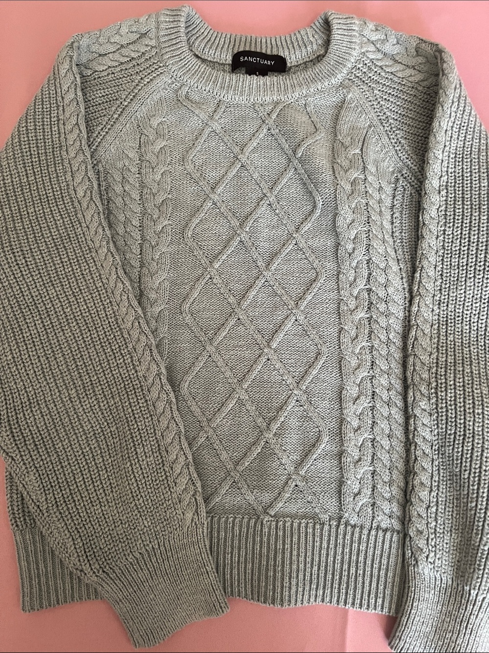 Sanctuary Cable-Knit Crewneck Sweater - Sage - Picture 2 of 5